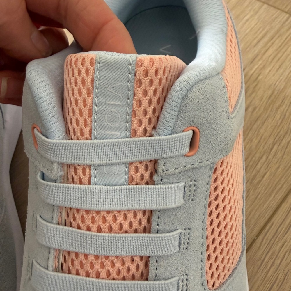 Vionic Womens Mesh Walking Sneakers Blue Peach Slip On Elastic Laces Orthotic 8 - Picture 5 of 10